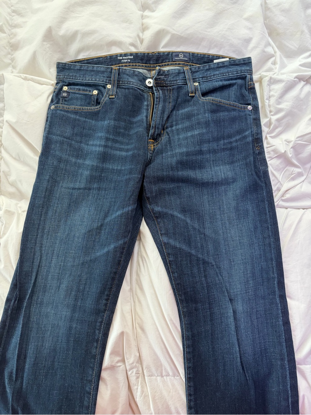 Ag Adriano Goldschmied Straight Leg Dark Blue Denim Jeans